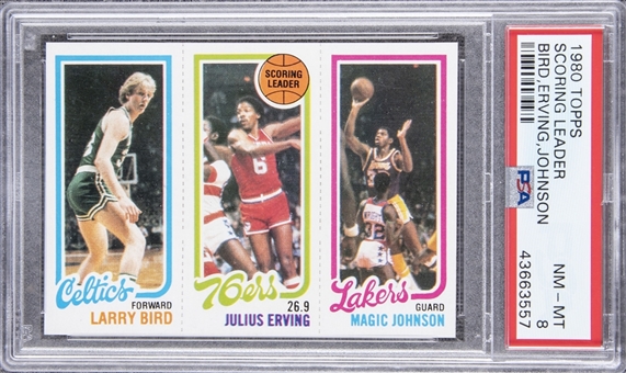 1980/81 Topps Larry Bird/Magic Johnson Rookie Card – PSA NM-MT 8